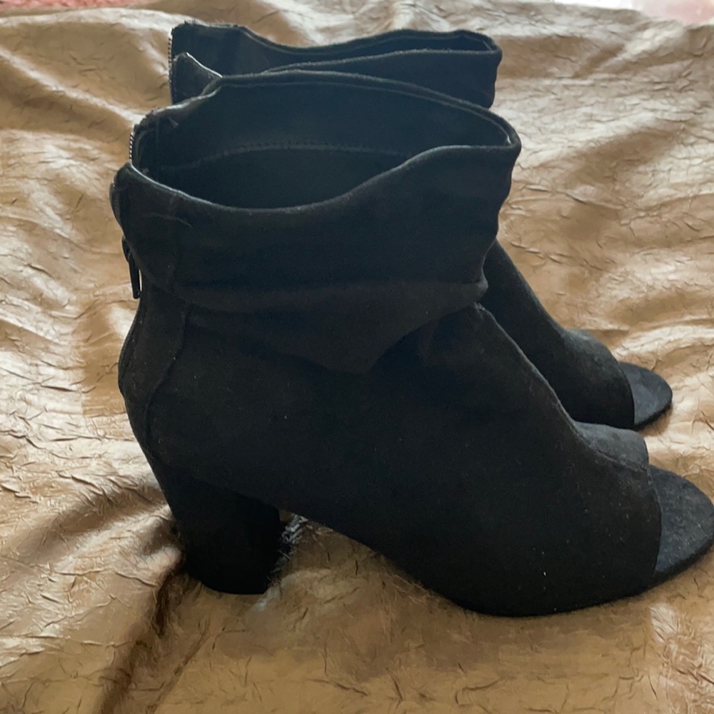 Black open toe booties